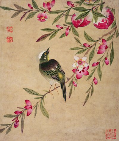 One of a series of paintings of birds and fruit by Wang Guochen